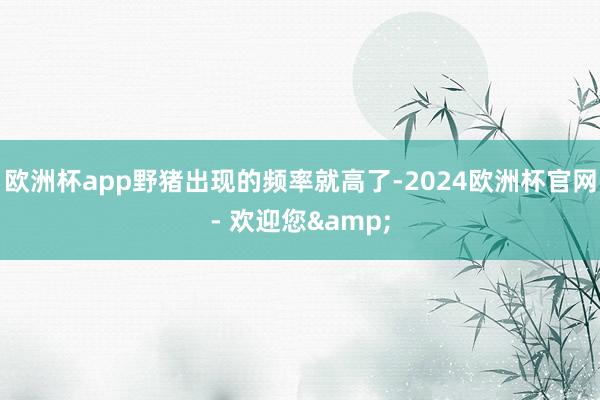 欧洲杯app野猪出现的频率就高了-2024欧洲杯官网- 欢迎您&