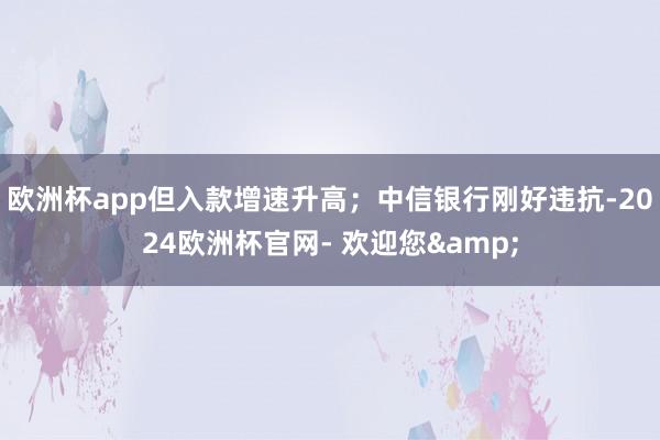 欧洲杯app但入款增速升高；中信银行刚好违抗-2024欧洲杯官网- 欢迎您&