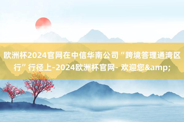 欧洲杯2024官网　　在中信华南公司“跨境答理通湾区行”行径上-2024欧洲杯官网- 欢迎您&