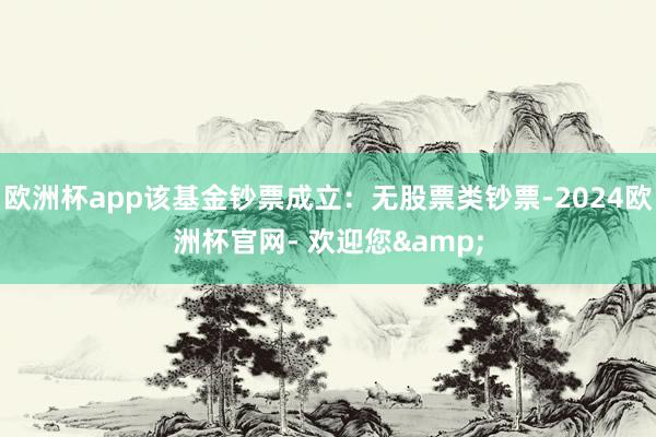 欧洲杯app该基金钞票成立：无股票类钞票-2024欧洲杯官网- 欢迎您&