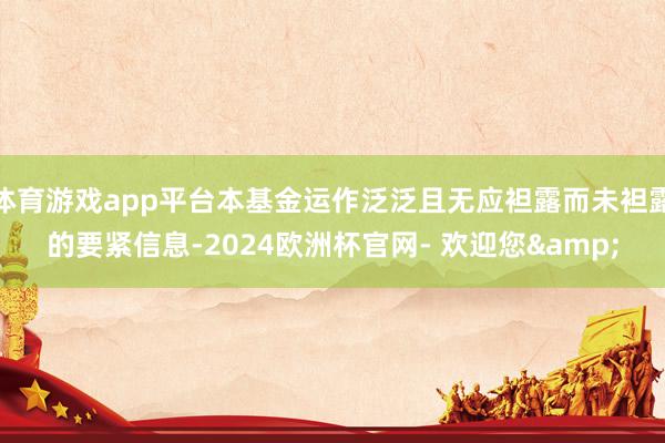 体育游戏app平台本基金运作泛泛且无应袒露而未袒露的要紧信息-2024欧洲杯官网- 欢迎您&